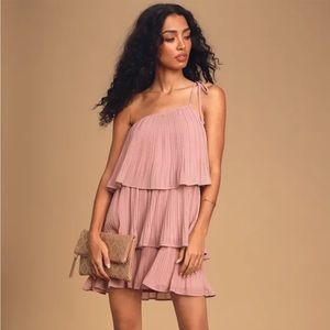 Lulus One Shoulder Dress - Pleated